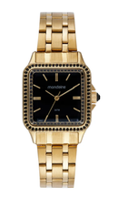 Relógio Mondaine Feminino Quadrado com Vidro Facetado e Cristais Dourado – 32824LPMVDE2