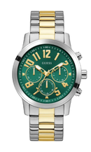 Relógio Guess Masculino Bicolor Prata e Dourado com Mostrador Verde GW1006G4