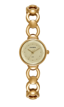 Relógio Feminino Dourado Pulseira Sólida Vidro Facetado 32976LPMVDM1