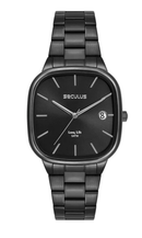 Relógio Seculus Masculino Preto Quadrado Minimalista Aço 77335GPSVPA3