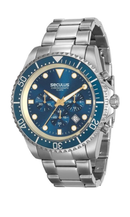 Relógio Seculus Masculino Cronógrafo Aço Prata Azul 13024G0SVNA3