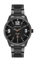 Relógio Seculus Masculino Aço Prata Mostrador Preto 44347GPSVPA3