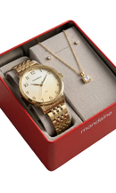 Relógio Mondaine Feminino Dourado com Mostrador Degradê e Pingente 99921LPMKDE1