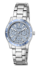 Relógio Guess Feminino Prata com Mostrador Azul Multifuncional GW1035L1