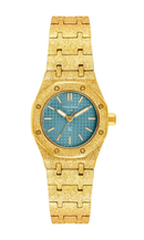 Relógio Mondaine Feminino Dourado Azul Texturizado 40001LPMVDM2