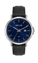 Relógio Seculus Masculino Minimalista Azul Couro 44328G0SVNC1