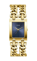 Relógio Guess Feminino Dourado Retangular com Mostrador Azul GW0740L3