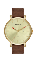 Relógio Masculino Analógico Minimalista Couro Dourado 44181GPSVDC4