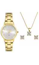 Kit Relógio Condor Mini Feminino Dourado + Colar e Brincos CO2035NDI/K4K