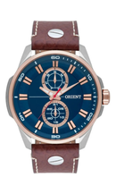 Relógio Orient Masculino MTSCM004 D1MB Azul Couro Aço Inox