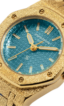 Relógio Mondaine Feminino Dourado Azul Texturizado 40001LPMVDM2