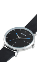 Relógio Seculus Masculino Minimalista Prata Couro Preto 44181G0SVNC1