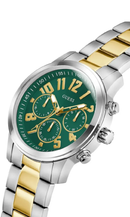 Relógio Guess Masculino Bicolor Prata e Dourado com Mostrador Verde GW1006G4