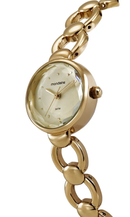 Relógio Feminino Dourado Pulseira Sólida Vidro Facetado 32976LPMVDM1