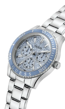 Relógio Guess Feminino Prata com Mostrador Azul Multifuncional GW1035L1