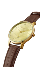Relógio Seculus Masculino Slim Dourado Couro Marrom 44342GPSVDC2