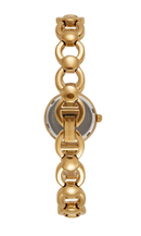 Relógio Feminino Dourado Pulseira Sólida Vidro Facetado 32976LPMVDM1