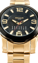 Relógio Seculus Masculino Calendário Moderno Dourado 44080GPSVHA2