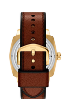 Relógio Fossil Masculino Automático Machine ME3278/0DN Dourado Couro Marrom