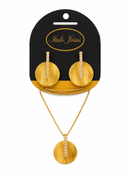Conjunto Feminino Redondo com Zircônias Folheado a Ouro