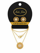Conjunto Feminino Redondo com Zircônias Folheado a Ouro
