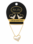 Conjunto Feminino Coração com Zircônias Folheado a Ouro