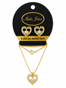 Conjunto Feminino Coração com Zircônias Folheado a Ouro