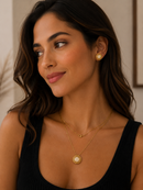 Conjunto Feminino Redondo com Zircônias Folheado a Ouro