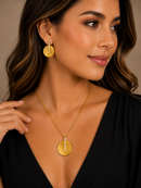 Conjunto Feminino Redondo com Zircônias Folheado a Ouro