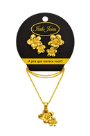 Conjunto Feminino Flores Folheado a Ouro