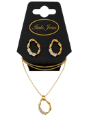 Conjunto Feminino Círculo Torcido com Zircônias Folheado a Ouro