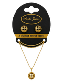 Conjunto Feminino Esfera Vazada Folheado a Ouro