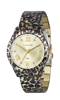 Relógio Lince Feminino Analógico Dourado LRB4772L40 Animal Print