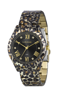Relógio Lince Feminino Analógico Dourado LRB4772L40 Animal Print