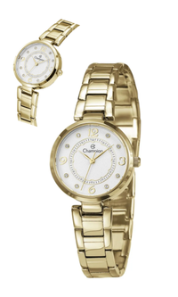 Relógio Champion Feminino CF25269H Dourado Mostrador Branco