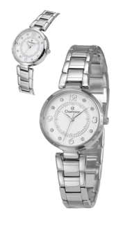 Relógio Champion Feminino CF25269Q Prata Mostrador Branco