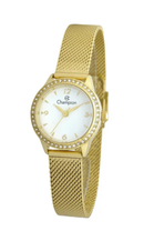 Relógio Champion Feminino CF24966H Dourado Mostrador Branco