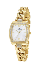 Relógio Champion Feminino CF24840H Dourado Estilo Joia Retangular