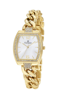 Relógio Champion Feminino CF24840H Dourado Estilo Joia Retangular