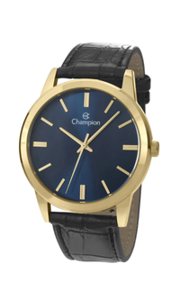 Relógio Champion Masculino CN20702S Dourado Couro Preto