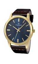 Relógio Champion Masculino CN20702A Dourado Couro Marrom Mostrador Azul