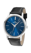 Relógio Champion Unissex CN20711F Prata Couro Preto Mostrador Azul