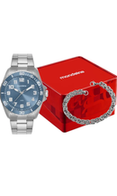 Relógio Mondaine Masculino Prata com Mostrador Azul 99837G0MVNE4