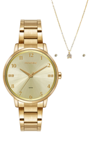 Kit Relógio Mondaine Feminino Dourado com Colar e Brincos 99923LPMKDE1