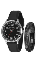 Relógio Lince Masculino MRPM001L46 Prata Silicone Preto 46mm 50M