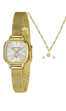 Relógio Lince Feminino Dourado Kit LQGM078L23 K0L6