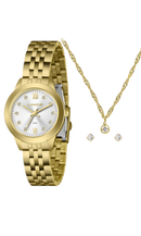 Relógio Lince Feminino Dourado Kit LRG4843L34 K0L4