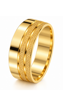 Aliança de Ouro 18K Duplo Friso Texturizado 6,7mm