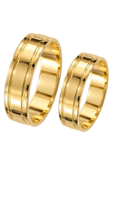 Par de Alianças de Ouro 18K 4mm com Frisos